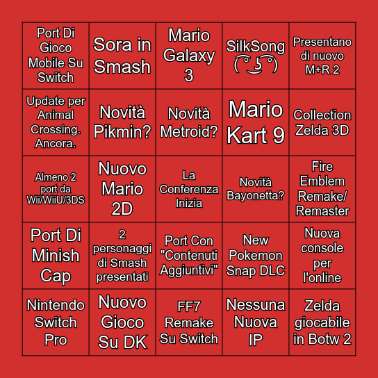 E3 NINTENDO Bingo Card