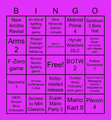 SLICK's E3 2021 Bingo Card Bingo Card