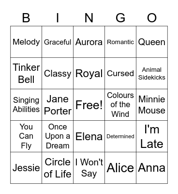 Fantasy Kingdom - Disney Princesses Bingo Card