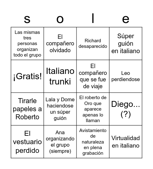 Grupo Divina Comeddia Bingo Card