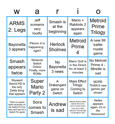 wake jeff up if a klonoa thing happens Bingo Card