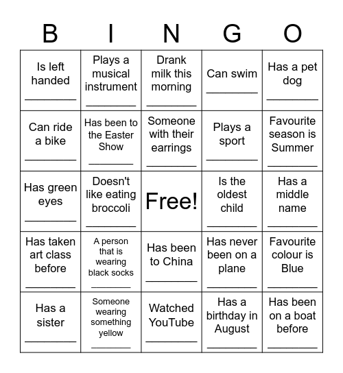 ~Ice Breaker Bingo~ Bingo Card