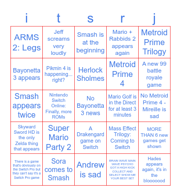the rj card Bingo Card
