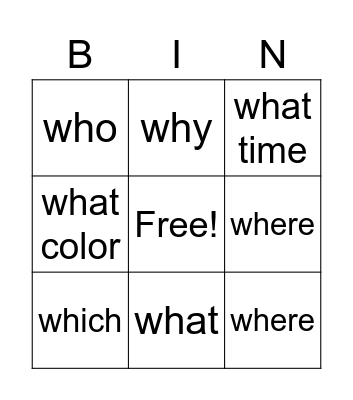 Wh bingo! Bingo Card
