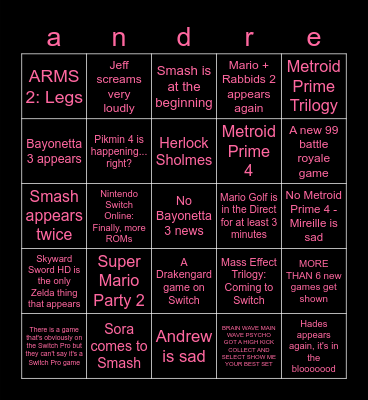 andrew cri a bunch Bingo Card