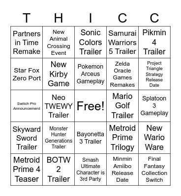 NINTENDO BOYZ Bingo Card