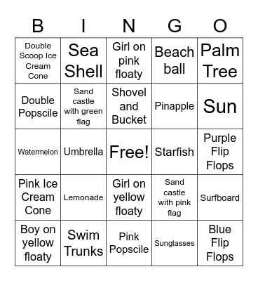 Beach Bingo Card Bingo Card