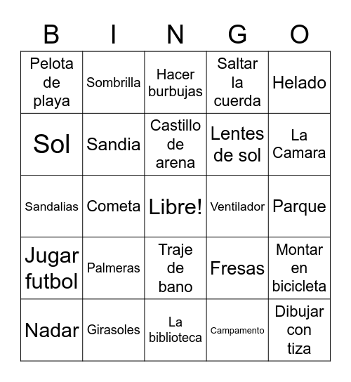 Verano Bingo Card