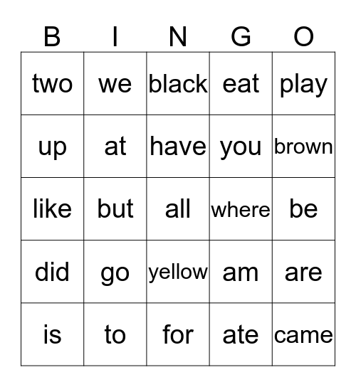 Kinder Sight Words (3rd) Bingo Card