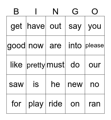 Kinder Sight Words (4th) Bingo Card