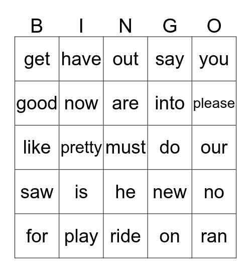 Kinder Sight Words (4th) Bingo Card