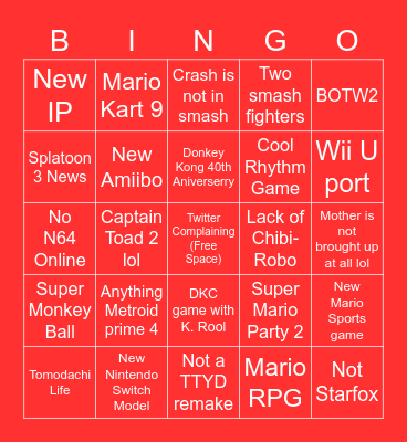 Dissapointment Bingo Card