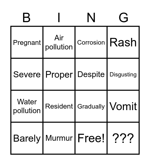 The water crisis Bingo Card