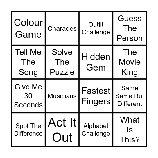 Scene 1: Trip to Hollywood Bingo Card