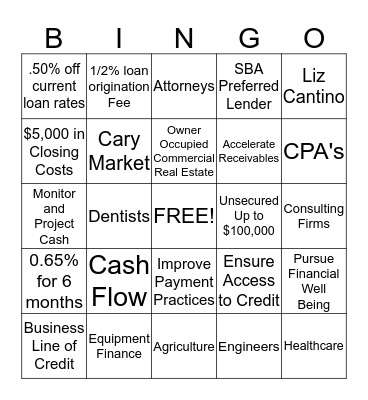 Business Banker Bingo Card