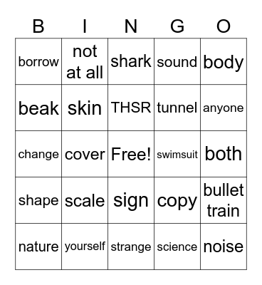 814 U5 words BINGO Card