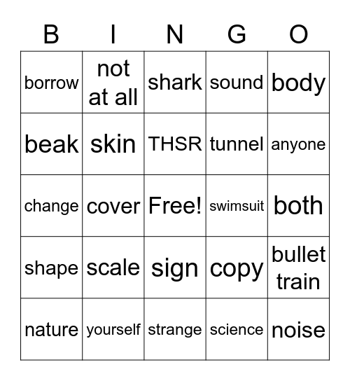 814 U5 words BINGO Card