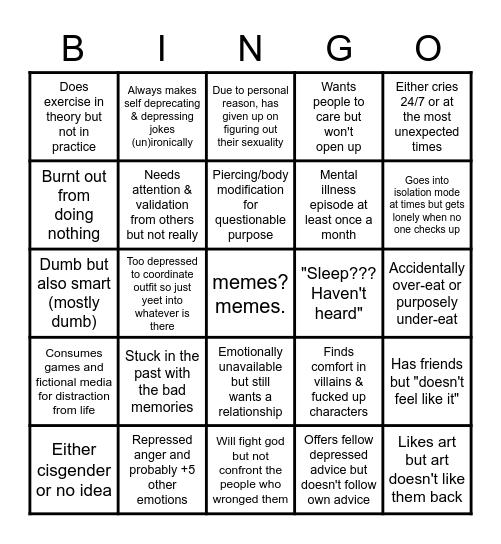 it's Wednesday my dudes Bingo Card
