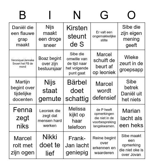 Raadsvergadering Bingo! Bingo Card
