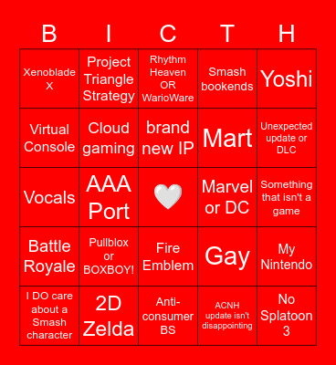 NINTENDO @ E3 2021 Bingo Card