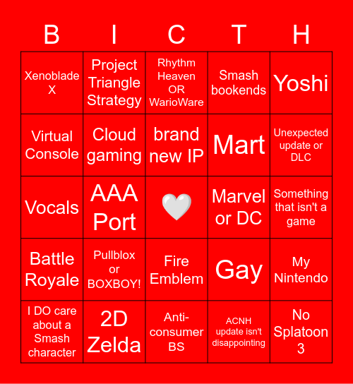 NINTENDO @ E3 2021 Bingo Card