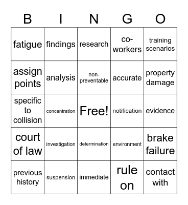 Lawyer Bingo Card