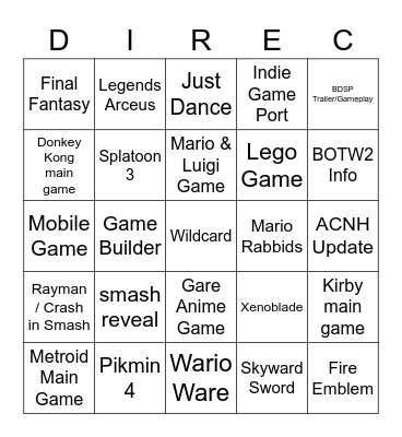 Switch Bingo Card