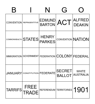 FEDERATION BINGO Card