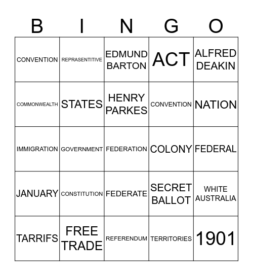 FEDERATION BINGO Card