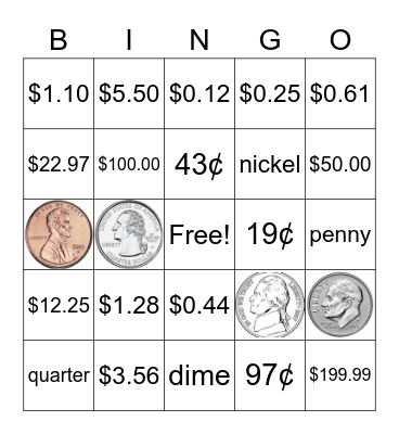 Money Bingo Card