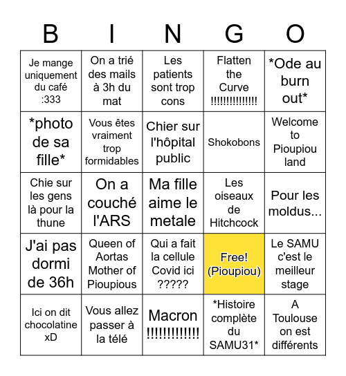 Formation de J Oudet Bingo Card