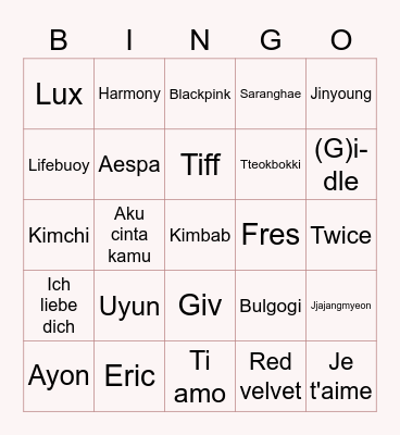 Love! Bingo Card