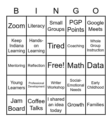 #virtuallydifferent Summer Conference Bingo Card