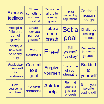 Self-Compassion Bingo Card