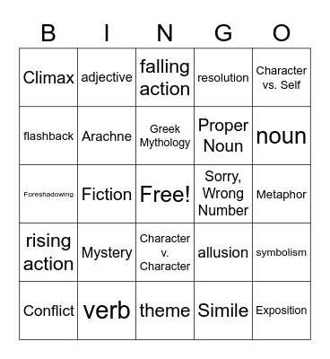 ELA Bingo Card