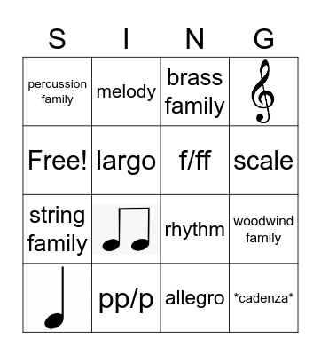 Music Review Bingo Card