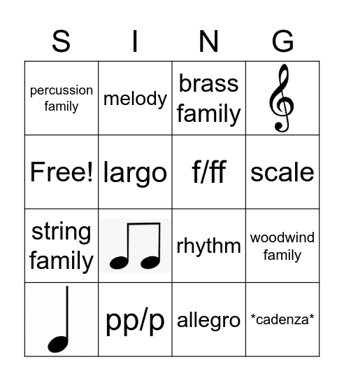 Music Review Bingo Card