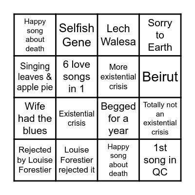 Song origin bingo Card