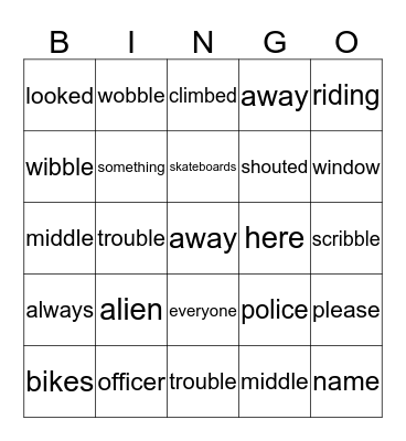 Alien Trouble Bingo Card