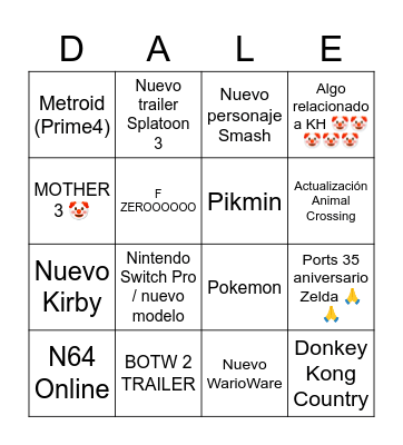 🤡expectativas irrealistas para el Nintendo Direct E3 2021🤡 Bingo Card