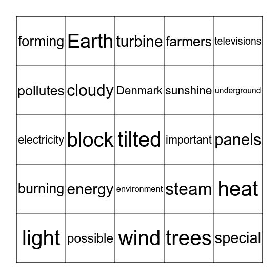 Samso, the Green Dream Bingo Card