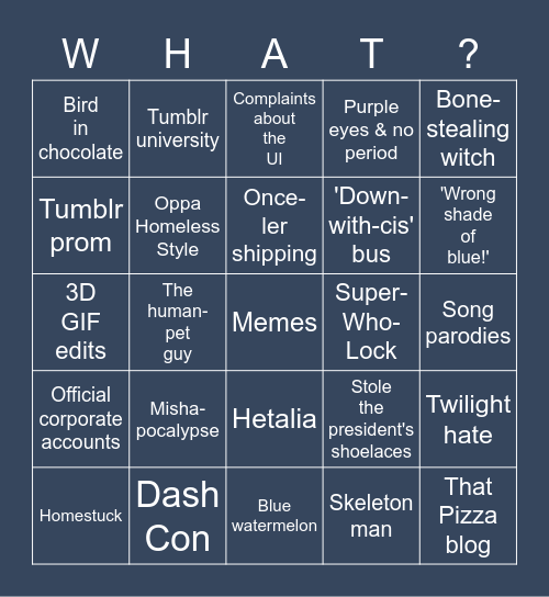 Tumblr Heritage Bingo Card