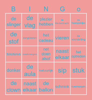 Thema feest Bingo Card