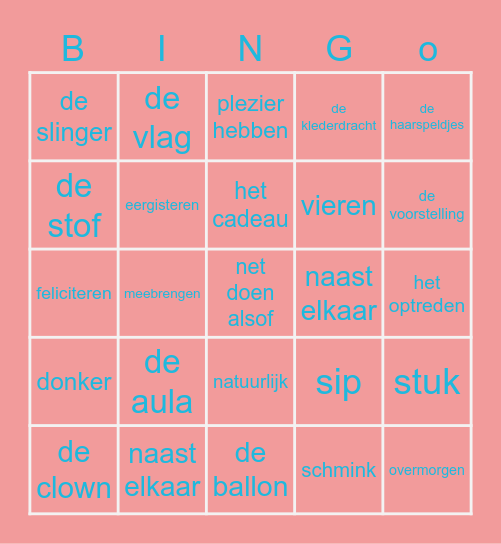 Thema feest Bingo Card