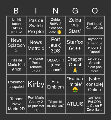 Nintendo Direct - E3-2021 HYPE Bingo Card