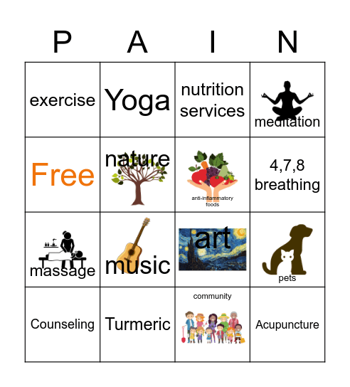 Integrative Pain Management BINGO Card