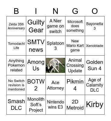 Nintendo E3 2021 Direct Bingo Card