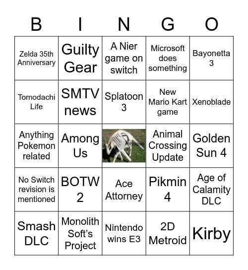 Nintendo E3 2021 Direct Bingo Card