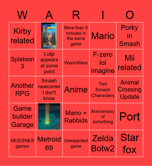 Nintendo E3 2021 Bingo Card