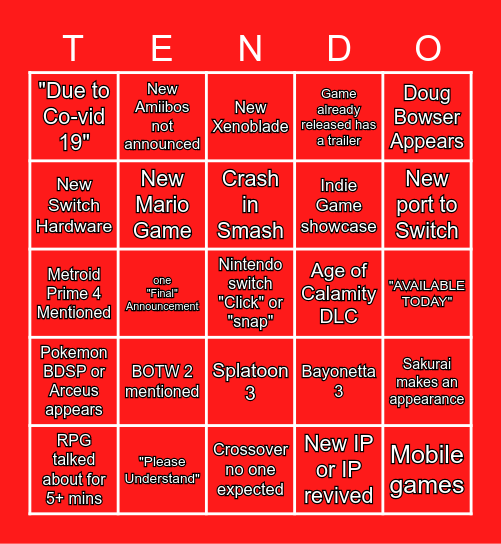 E3 BINGO Card